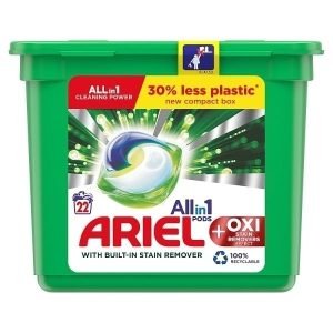 ARIEL AND OXI STAIN REMOVER ALL-IN-1 PODS 22S